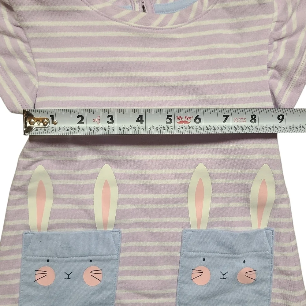 Cat & Jack Baby Girl Bunny Easter Dress 12M | Purple Striped Flutter Sleeve